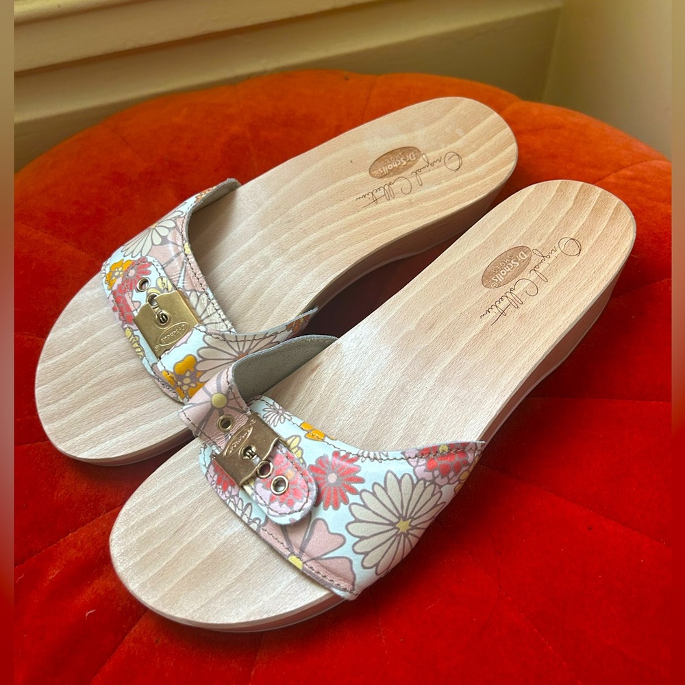 Dr. Scholl's Floral Pink Yellow White Slide Sandals